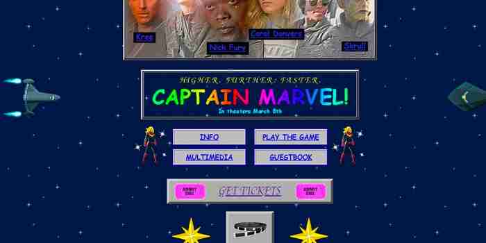 The ‘Captain Marvel’ Site Revisits Classic ’90s Web Design
